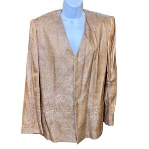 Joan & David Vintage 90s Silk Blazer Womens 46/10 Cognac Brown Boucle Career NEW